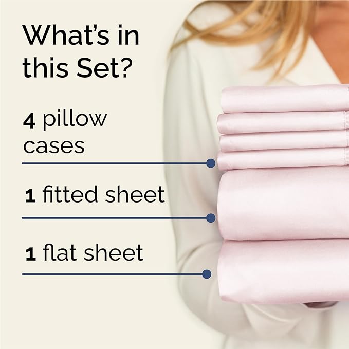 King 6 Piece Sheet Set - Cooling, Comfy & Breathable - Hotel Luxury Bedding, Includes Fitted Sheet for Women, Men, Kids & Teens - 1 Flat, 1 Fitted Sheet, 4 Pillowcases w/Deep Pockets - Lavender Pink