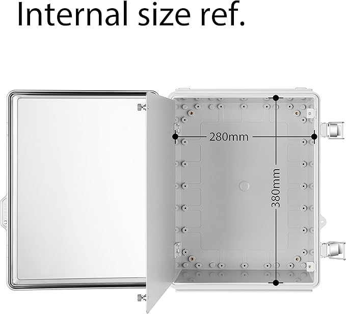 Gratury Junction Box, IP67 Waterproof Plastic Enclosure for Electrical Project, Hinged Grey Cover, Includes Mounting Plate and Wall Bracket (Transparent Cover, 16.1"x12.2"x7.1")
