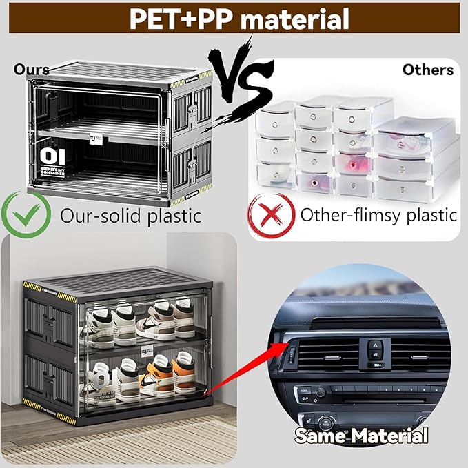 36 Pairs Portable Shoe Storage Cabinent of 3-Step Fast Installation,Plastic Shoe Box with Magnetic Clear Door for Entryway, Enclosed Shoe Rack for Sneaker, Heels etc.. (2Row, 9Tier)