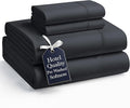 Casa Platino King Bedding Sheet Set – 4 Piece Set, Pre-Washed Brushed Microfiber, Deep Pocket Fitted Sheet for 15" Mattress, Ultra Soft & Breathable Cooling Fabric, Elegant Fit - Black Color