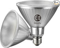 EdisonPar Full-Glass PAR38 LED Flood Light Bulbs Outdoor/Indoor Equivalent 300 Watt, 4000 Lumens Ultra Bright, Dimmable Waterproof 5000K Daylight, 2-Pack