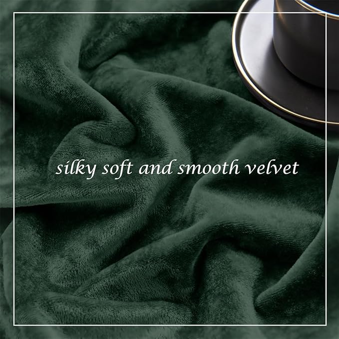 SMILETIME Forest Green Crushed Velvet Curtains 52x84 inch Luxurious Thermal Insulated Soundproof Drapes for Living Room Bedroom Office Soft and Durable Light-Filtering Window Treatments, 2 Panels