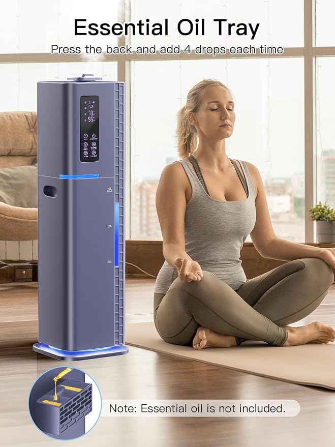 Zeova 10L/2.64Gal Humidifiers for Bedroom, Top Fill Quiet Ultrasonic Cool Mist Humidifier Large Room, Covers 550ft², 60H Runtime, 24H Timer, 3 Mist Modes Humidifiers for Home, Office, Plants, Purple