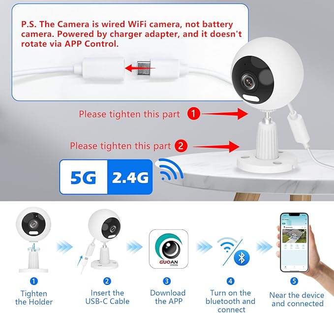 GUOANVISION 5G Cameras for Home Security,3MP Outdoor Indoor Security Camera for Baby/Elder/Dog/Pet/Nanny, WiFi Baby Monitor, 3 Alarm Modes, 3 Night Vision, IP66 Waterproof, 24/7 SD Recording/Cloud