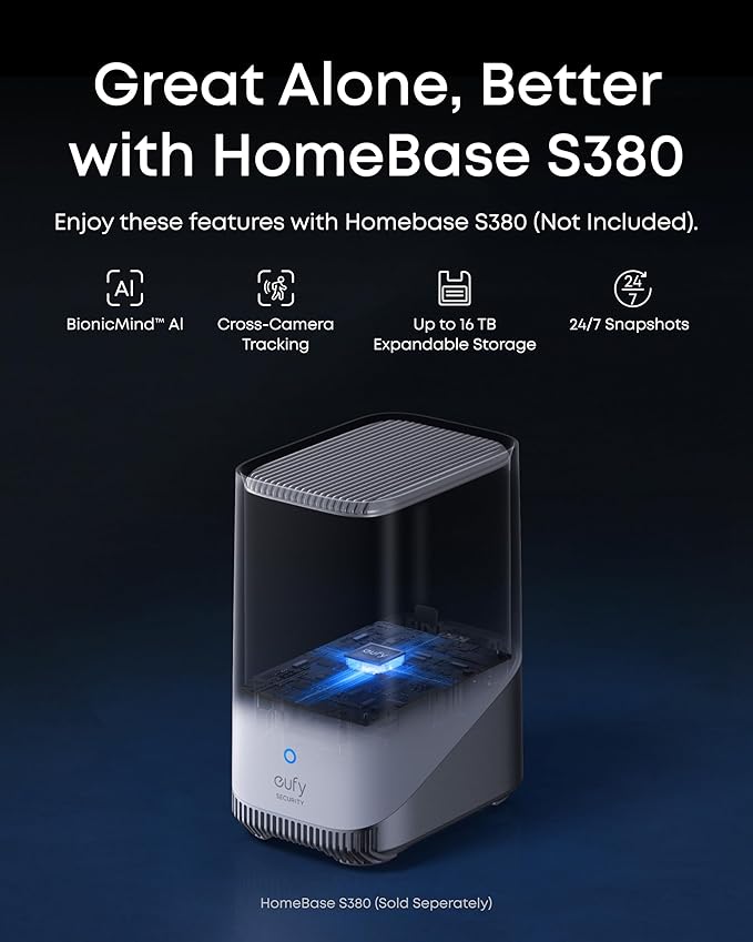 eufy Security eufyCam S4,4K Solar Camera Wireless Outdoor, Triple Lens Bullet-PTZ Cam, 360° View, 8X Auto Zoom, Al Recognition,AI Track, Color Night Vision, 0 Monthly Fee, Local Storage