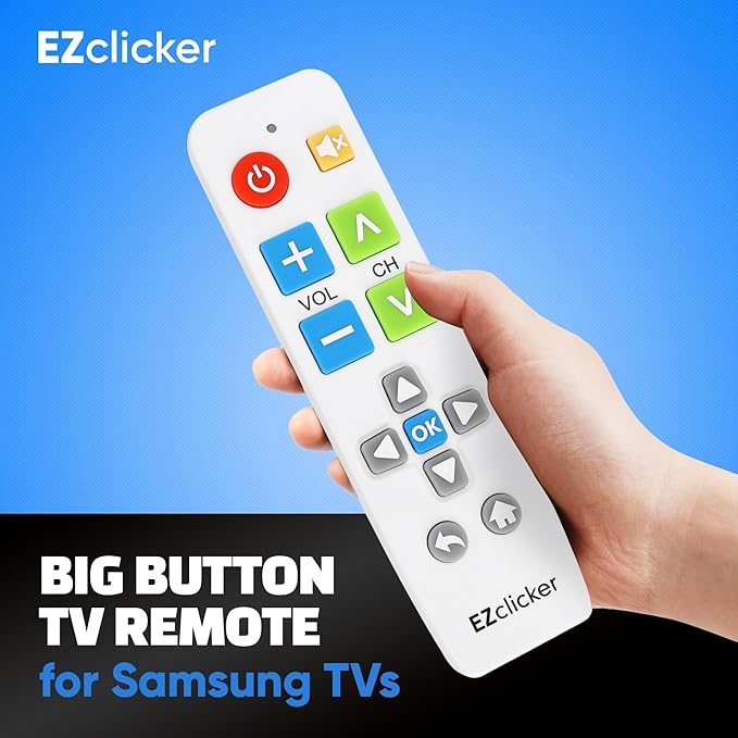 Samsung Replacement TV Remote Compatible with Samsung TV's ONLY (White) Big Button TV Remote Control, Simplified and Easy to Use (2xAAA Batteries not Included)