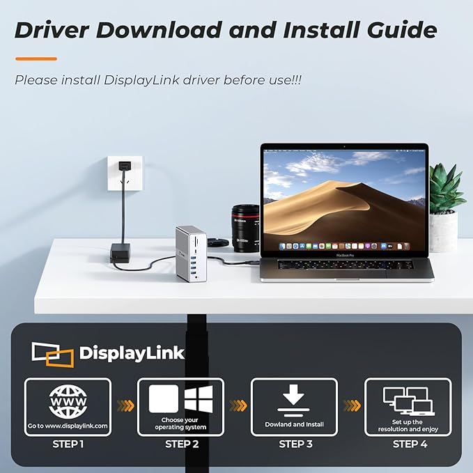 DisplayLink Docking Station Dual Monitor 4K@60HZ for MacBook, Windows, TobenONE Universal Mac mini M4 Dock with 2 HDMI & 2 DP, 65W Power Delivery, 7 USB, USB-C 3.1, Ethernet, SD/TF