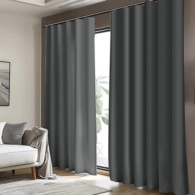Room Divider Blackout Curtain Track Curtains Wall Dividers Panels Screen for Living Rooms Bedroom Office Privacy Partition Separation, W120 × L96 Inch,1 Panel, Grey