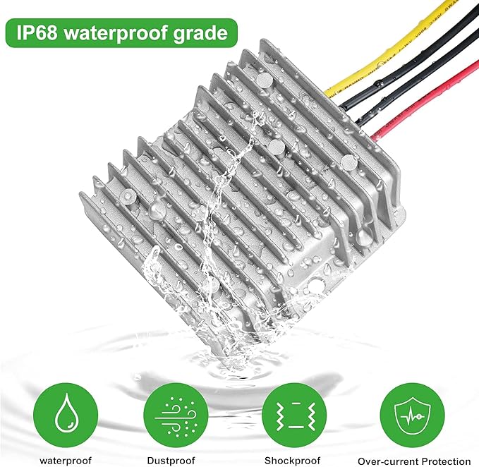 DC 36V/48V Step Down to 12V 20A 240W Buck Converter Regulator Power Supply Module Buck Transformer, Waterproof Voltage Reducer for Golf Cart, forklifts Car