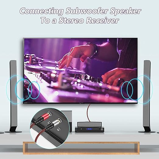 Tiierzon RCA Cable 3Ft,2Rca Male to 2-RCA Male Audio Stereo Subwoofer Cable [Hi-Fi Sound] Nylon-Braided Auxiliary Audio Cord for Home Theater, HDTV, Amplifiers, Hi-Fi Systems,Speakers and etc (3Ft)