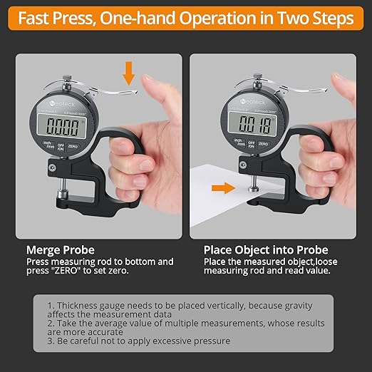 Neoteck Digital Thickness Gauge (Silver-Black, 0-0.5"/0.0005")