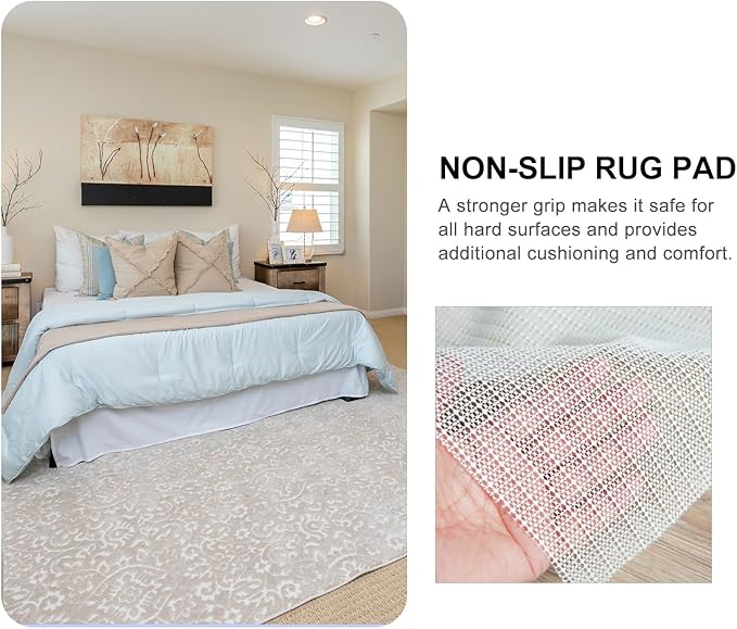 Generic Latex Anti-Skid Rug Pads Beige Non-Slip Cushion for Hard Floors Carpets Sofas Protective Thick Mat with Strong Grip and Cut
