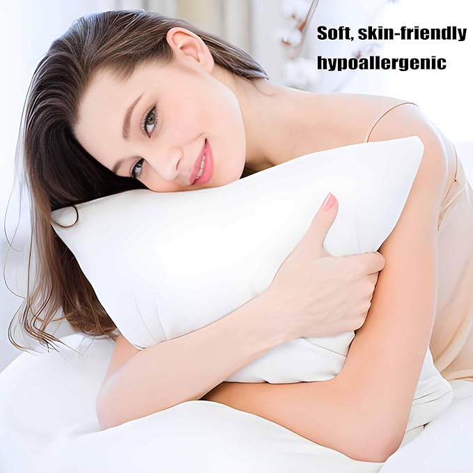 Medium Support Bed Pillows Queen Size Set of 4 Pack for Sleeping 20"x30", Hypoallergenic Skin Friendly Down Alternative Filling for Side Stomach Back Sleeper Machine Washable