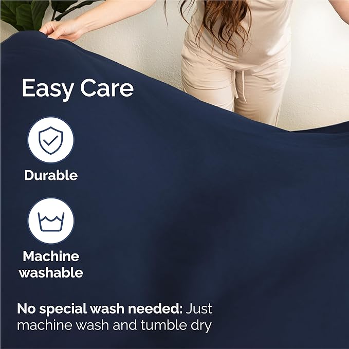 King 6 Piece Sheet Set - Cooling, Comfy & Breathable - Hotel Luxury Bedding, Includes Fitted Sheet for Women, Men, Kids & Teens - 1 Flat, 1 Fitted Sheet, 4 Pillowcases with Deep Pockets - Navy Blue