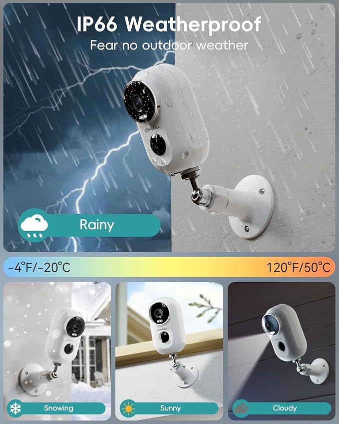 ZUMIMALL Security Cameras Wireless Outdoor, 2 Packs, 2K Cameras for Home Security, Outdoor/Indoor Camera Battery Powered, 2.4G WiFi, Magnetic Mount,3MP Color Night Vision/Siren/PIR/AI/Cloud/Alexa