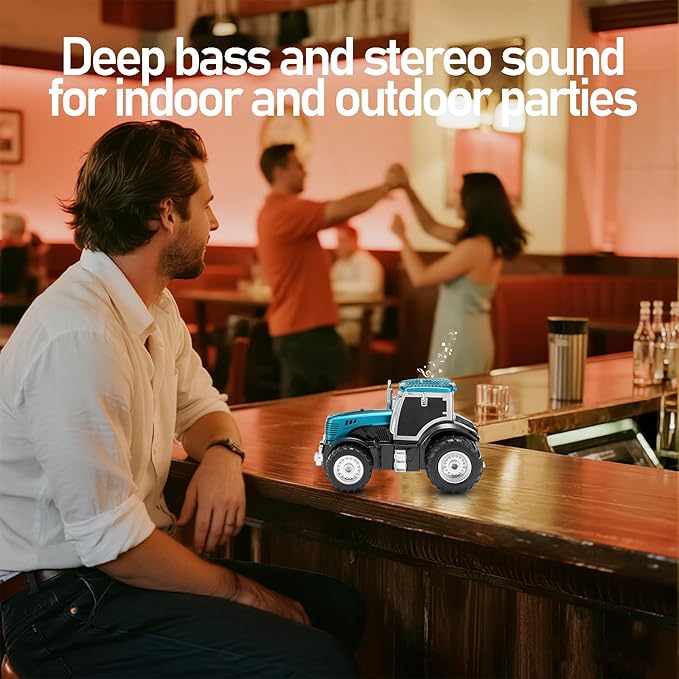 Tractor Head Bluetooth Speaker – unique Bluetooth car speaker with HD stereo, TWS pairing, LED party lights, portable wireless outdoor speaker, car model decoration, and a great gift for men(Green)