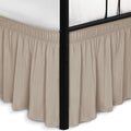Biscaynebay Wrap Around Bed Skirts with Split Corners for Queen Beds 16" Drop, Light Camel Elastic Dust Ruffles Adjustable Easy Fit Wrinkle & Fade Resistant Silky Luxurious Fabric Machine Washable