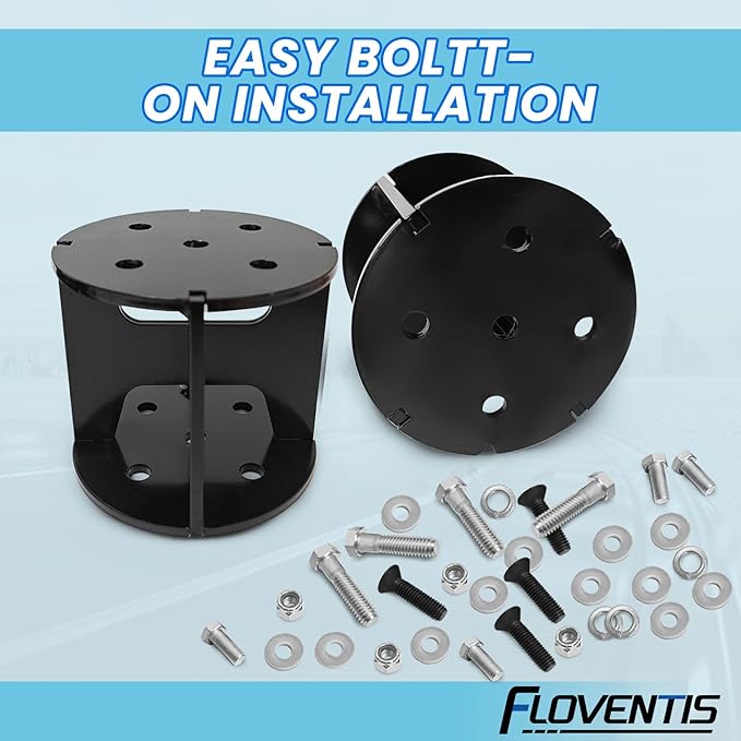 FLOVENTIS 4" Straight Air Helper Spring Spacer, Heavy-Duty Steel Compatible with Ford F150/F250/F350, Chevy, GMC, Ram, Toyota Air Springs Lift Spacer (7X1270)
