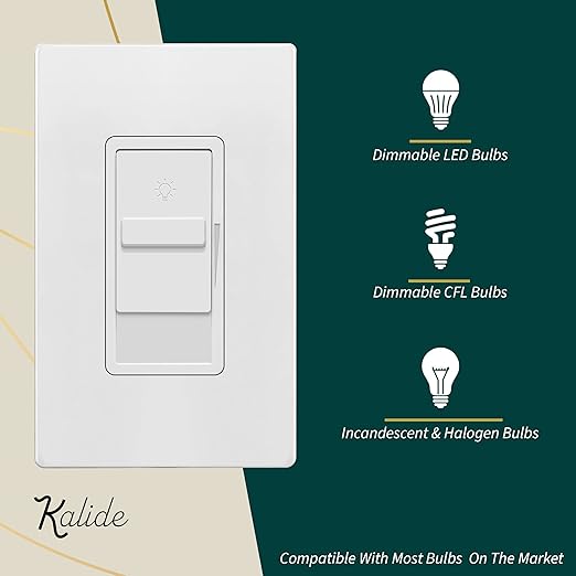 TOPGREENER Digital Dimmer Light Switch for 200W Dimmable LED/CFL Lights, Single Pole Led Slide Dimmer Switch, Neutral Wire Not Required, UL Listed, TGDS1-W, White,1 Pack