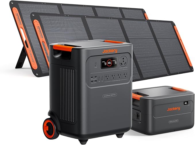 Jackery HomePower 3600 Plus Portable Power Station and Extra Battery with 2x 200W, 3600W AC Output, 7168Wh LFP Solar Generator, Expandable up to 21kWh, Essential Home Backup for Home Use, Emergencies