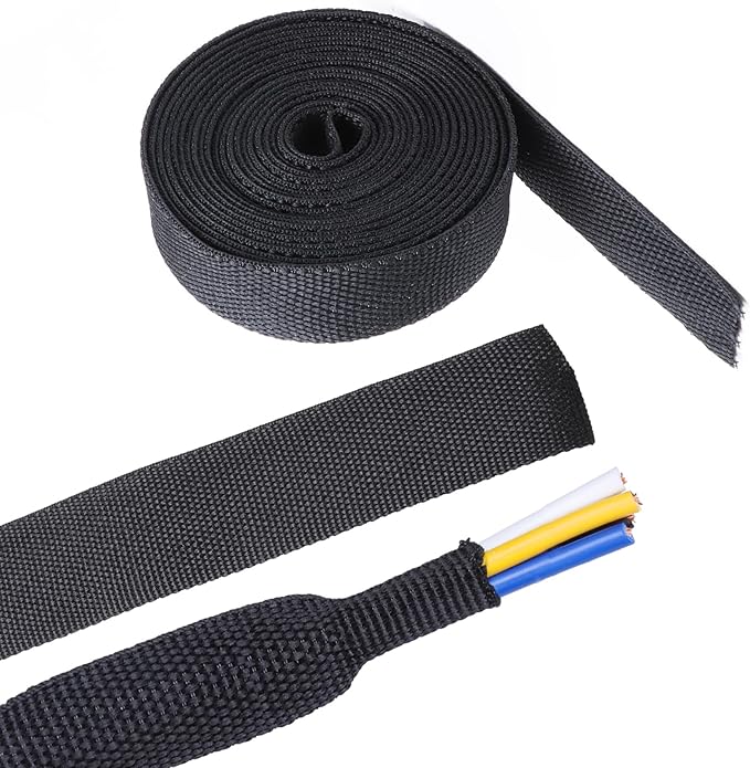 Sonoreboom 2 in 1 Heat Shrink Braided Sleeving Fabric Tubing-Ideal fit Irregular Shape Hose/Cable/Wire (3/4"(19mm), 22FT)
