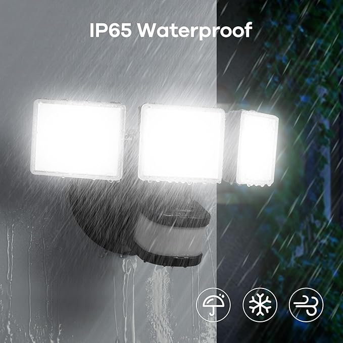 OREiN Motion Sensor Outdoor Flood Light 42W 6500LM, Super Bright LED Security Light, Dusk to Dawn/Auto/Manual Modes, IP65 Waterproof Hardwired Floodlight for Yard, Garage, Porch, Driveway