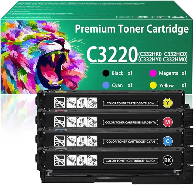 ERNZAT C3220 Toner Cartridge Compatible for Lexmark C3220 C332HK0 C332HC0 C332HY0 C332HM0 Toner Cartridges Work for Lexmark C3224DW C3326DW MC3224DWE MC3224ADWE Printers