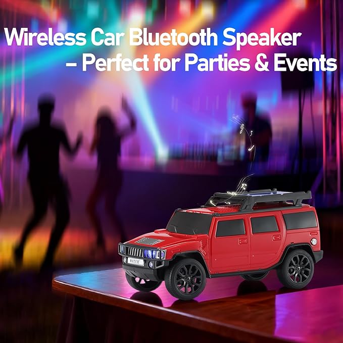 WSTER Solar Off-Road Car Bluetooth Speaker – HD Stereo Sound with TWS Pairing, TF/USB Playback, Portable Bluetooth Car Speaker for Home Audio, Outdoor Use & Retro Gifts for Men (Red)