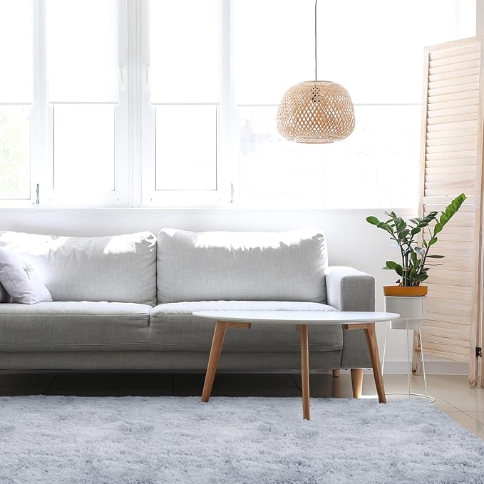 duduta 6x9 ft Grey Rectangle Fluffy Rug, Shag Fuzzy Plush Carpet for Bedroom Nursery Living Room Home Decor
