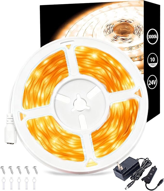 Warm White Led Lights Strip Rope Lights for Easter Housewarming Party Indoor Decor Cuttable Strip Lights for Baby Room Bedroom Bathroom Living Room Kitchen Ceiling Wall Vanity Mirror Decoration