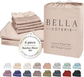 Bella Coterie 6 Piece Luxury Bamboo Viscose Queen Size Sheet Set | 100% Organically Grown | Cooling for Hot Sleepers | 18" Deep Pocket | Soft & Hypoallergenic | 4 Pillowcases [Dusty Rose]