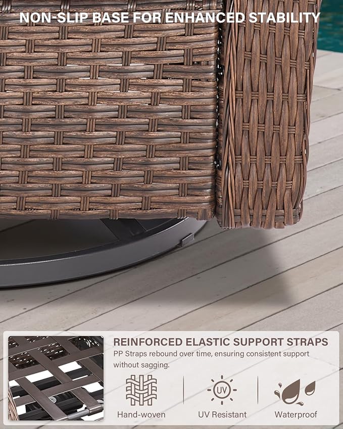 Belord 6" Thick Cushion Outdoor Swivel Rocker Patio Chairs Set of 2, Wicker 3 Piece Patio Bistro Set with Side Table and Comfort High Back Outdoor Patio Glider Chair - Brown Wicker/Beige Cushion
