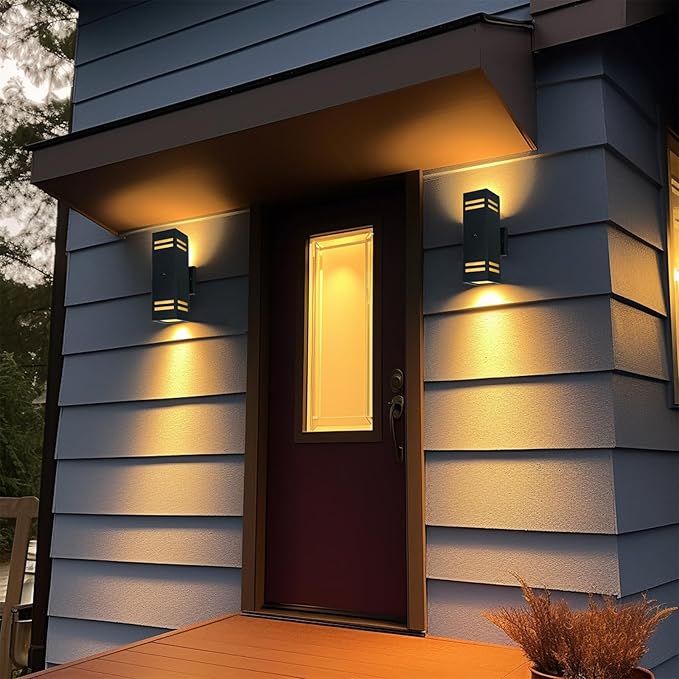 iYogaled Motion Sensor Outdoor Light with 25ft Detection Range, 3 Lighting Modes Dusk to Dawn Porch Light, Waterproof Wall Sconce for Large Yard, Patio, Garage, Front Door, ETL Listed