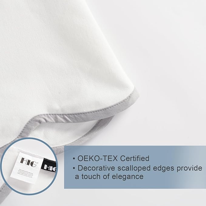 HIG Off-White Chic Full Bed Skirt - Easy Fit Scallop Edge Pleated Bedskirts, 14 Inch Drop Anti-Slip Dust Ruffle, Thick Fabric for Enhanced Privacy, Pre-Washed for Long-Lasting Use(N60022)