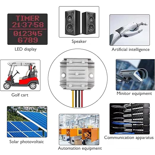 Voltage Regulator Reducer DC 8V ~ 40V to 12V 3A 36W Converter- DC 36V 24V 18V to 12V Step Down Up Converter Regulator Waterproof Module Transformer for Golf Cart Club Car