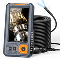 50FT Triple Lens 5" IPS Borescope Inspection Camera, Ginocaco 1080P Digital Video Endoscope with Light, Waterproof Scope Camera with Semi-Rigid Cable, Drain Pipe Tool, Carrying Case, 32G Card