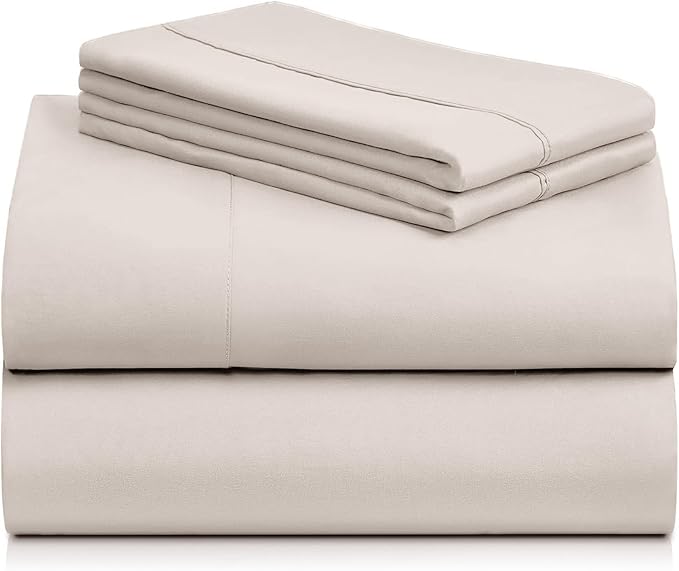 LuxClub 4 PC Sheet Set Bed Sheets Deep Pockets 16" Eco Friendly Wrinkle Free Cooling Machine Washable Hotel Bedding Silky Soft - Linen Full