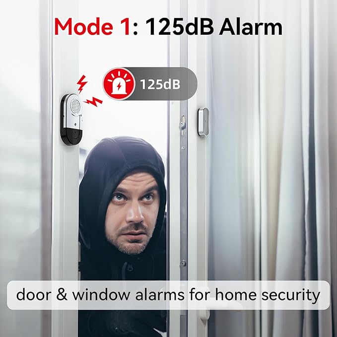 Sanjie Door Window Alarms - 5 Pack,125dB,Volume Control,Window Door Open Alarm Sensors for Kids Safety/Dementia/Pool,Wireless Sensors Keep Your Home Security,Easy to Install,Long Battery Life