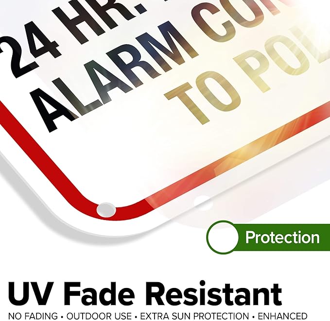 Warning 24 HR. Monitored Alarm Connected To Police Sign, 12x18 Inches, 55 mil thick HDPE (high density polyethylene), Made in USA by My Sign Center