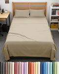 Full XL Bed Sheet Set - 4 Piece Extra Long Extended Full XL Sheets - Soft, Breathable & Cooling - Fits 8" to 16" Mattress with Deep Pockets - 54" x 80" - Wrinkle and Fade Resistant - Heathered Beige