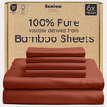Bambaw 100% Viscose Derived from Bamboo Sheets King Size – 6pcs King Cooling Sheet Set, Luxury Sheets Deep Pocket, Fits Up to 16'' Mattresses, Super Soft Bedding Set (Terracotta)