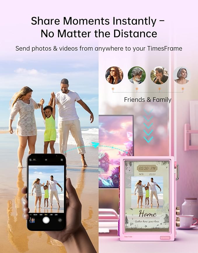 Divoom Times Frame-10.1" WiFi Digital Picture Frame with 64GB, Free App with No Subscription Fees, Supports Uploading Photos/Videos/Calendars/Weather/Sports Scores and Various AI DIY Content