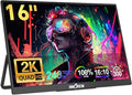 InnoView 16" 240Hz Portable Monitor 2K 2560x1600 100% sRGB Portable Gaming Monitor Supports 120Hz/144Hz/165Hz/180Hz Refresh Rate Monitors Type-C HDMI Laptop Screen Extender for Surface PS5 Switch Xbox
