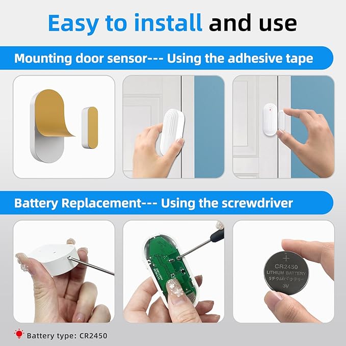 Daytech Wireless Door Sensor Chime Door Entry Chime with 800ft Range 20 Chimes 5 Adjustable Volume Door Open Chime for Business/Home/Office/Store When Entering, 1 Sensor + 1 Receiver