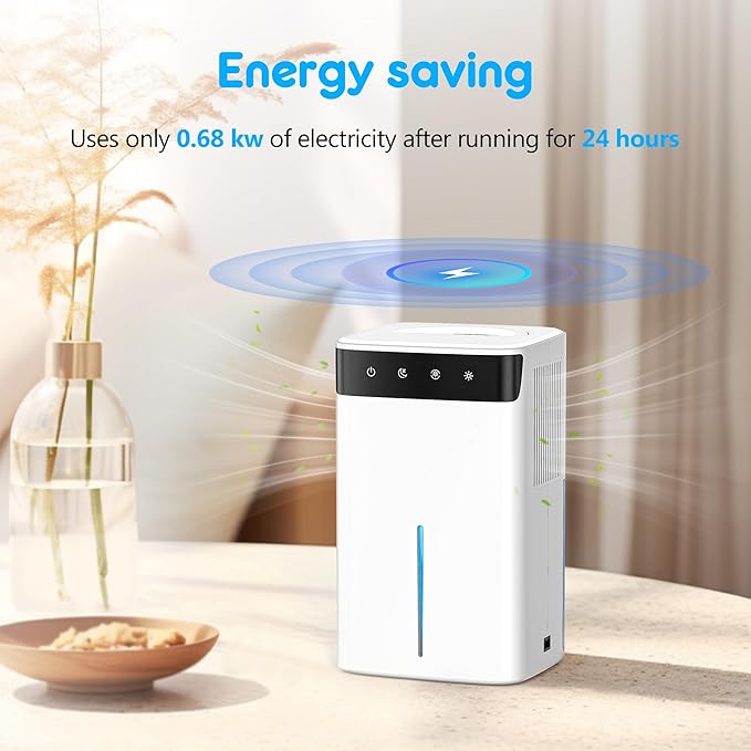 DEVERSE Max 5 Pints Smart Dehumidifier for Home/Bedroom/Basement, 600 Sq.Ft Coverage, with Drain Hose, Smart Humidity Control & Large Tank