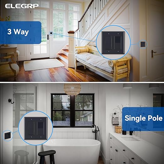 ELEGRP Dimmer Light Switch for 300W Dimmable LED/CFL Lights and 600W INC/HAL Bulbs, Single Pole/3-Way LED Slide Dimmer Light Switch, Wall Plate Included, UL Listed, 10 Pack, Matte Black