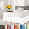 Wrap Around Dust Ruffle Bed Skirt - White - Twin/Twin XL Size Beds with 24 Inch Drop - Easy Fit Elastic Strap - Adjustable Pleated Bedskirt w/Brushed Fabric - Wrinkle Free - Women, Men, Kids & Teens
