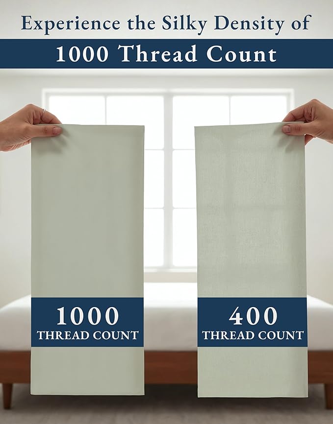 LANE LINEN 100% Egyptian Cotton Bed Sheets sábanas California King - 1000 Thread Count, Soft & Comfy Thick Bedding Sheets & Pillowcase Set, Machine Wash 15" Deep Pocket Cal King Sheet Set -Mineral