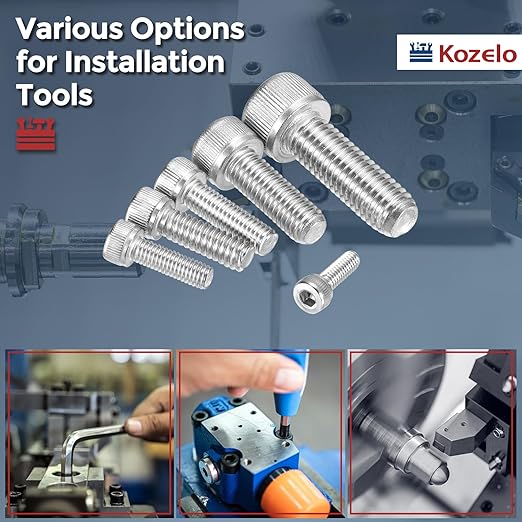 Kozelo 50pcs Socket Head Cap Screws - [M6-1 x 40mm] 304 Stainless Steel Allen Socket Drive for Electrical Motor 3D Printing Fan Engine Replacement Use, Silver