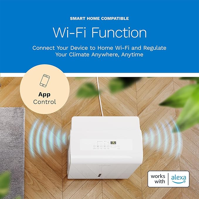 hOmeLabs Dehumidifier for Home, Office, Basements with Powerful Moisture Removal, Humidity Control, Auto Shut-off, Quiet Operation - 7,000 Sq Ft Wi-Fi (50 Pint MAX 120 Pint at 95°F, 90% RH)